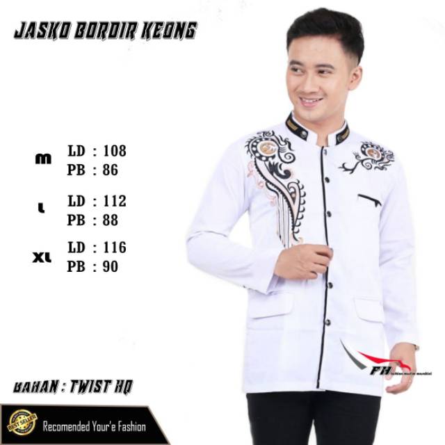 JASKO BORDIR JAS KOKO PRIA DEWASA LENGAN PANJANG M L XL XXL