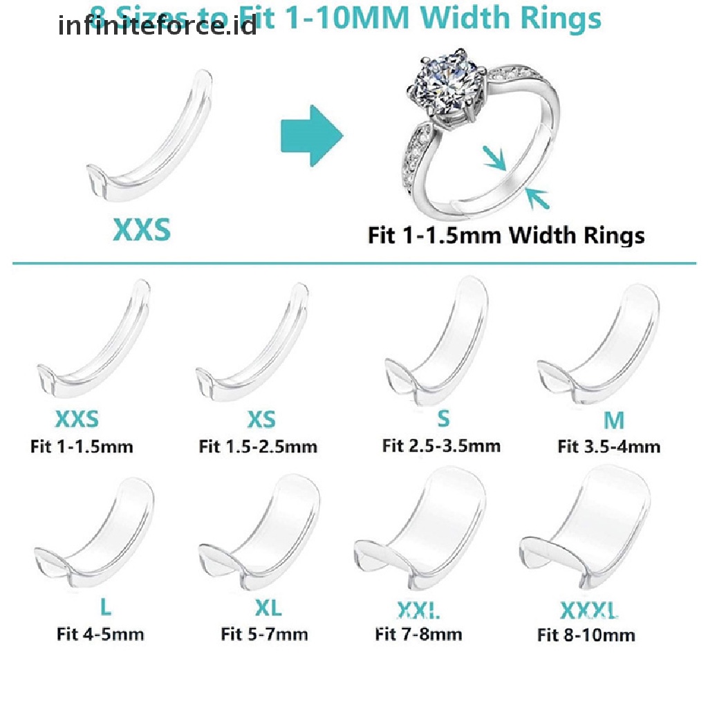 Infiniteforce.id Alat Adjuster / Pengecil Ukuran Cincin Bahan Silikon Transparan 8 Ukuran