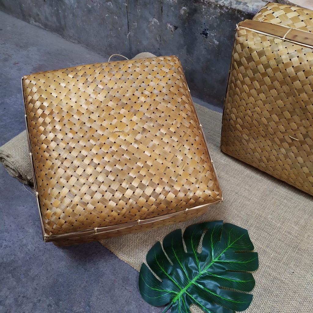 BOX BAMBU SOKASE M 25 x 25 cm /Box Hantaran/Box Seserahan/Box Parsel/Box Bambu/Parsel Bambu