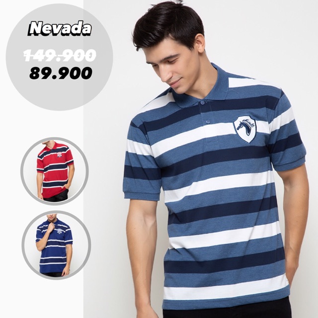 Kaos Polo Berkerah Nevada Pria Garis Salur
