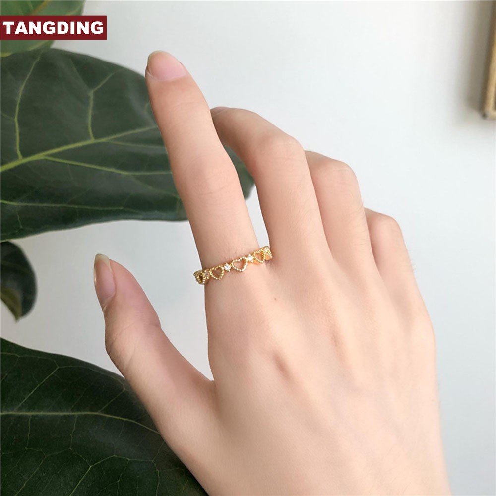 【COD Tangding】Japan and South Korea Hollow Heart Finger Ring Female Ins Style Fashion Simple Rings for Girls