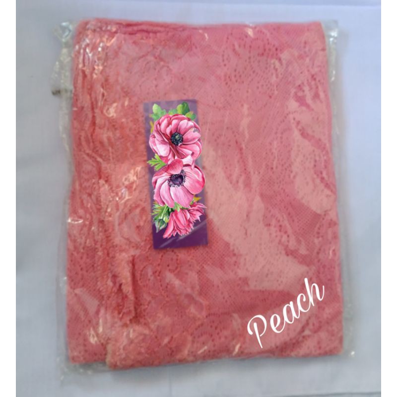 COD Pashmina Brukat Renda/Hijab Akad Nikah-Peach