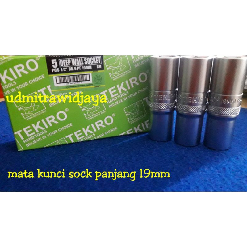 Mata kunci sock panjang 19mm TEKIRO