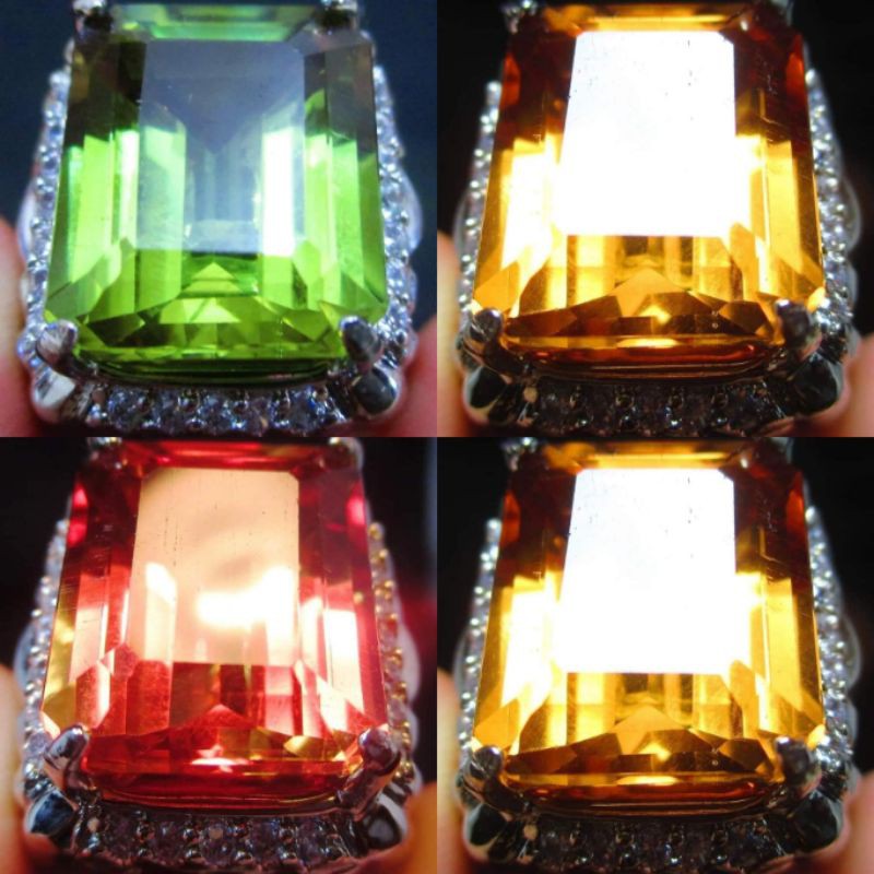Batu Permata Cincin Zultanite Change Color 3 Warna Octagon Good Luster