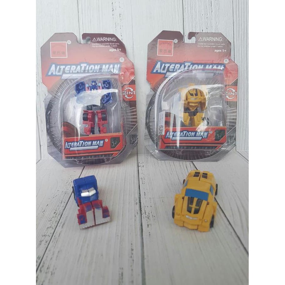 TERLARI5 Mini Robot Transformers Optimus Prime dan Bumble Bee