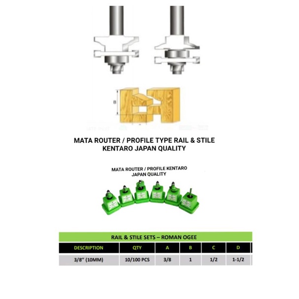 MATA ROUTER/ PROFILE TYPE RAIL &amp; STILE KENTARO JAPAN QUALITY