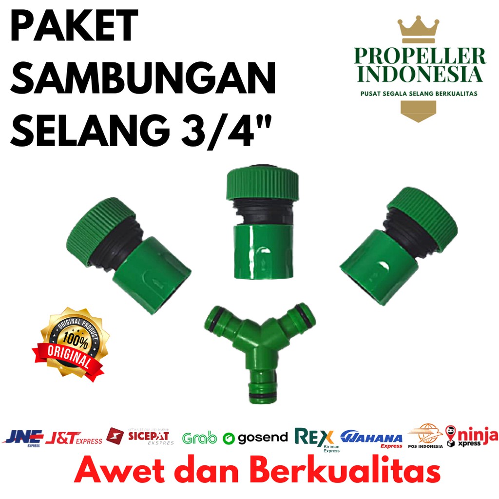 Sambungan Selang Air Paket Quick Connector Selang Konektor Y 3/4&quot;