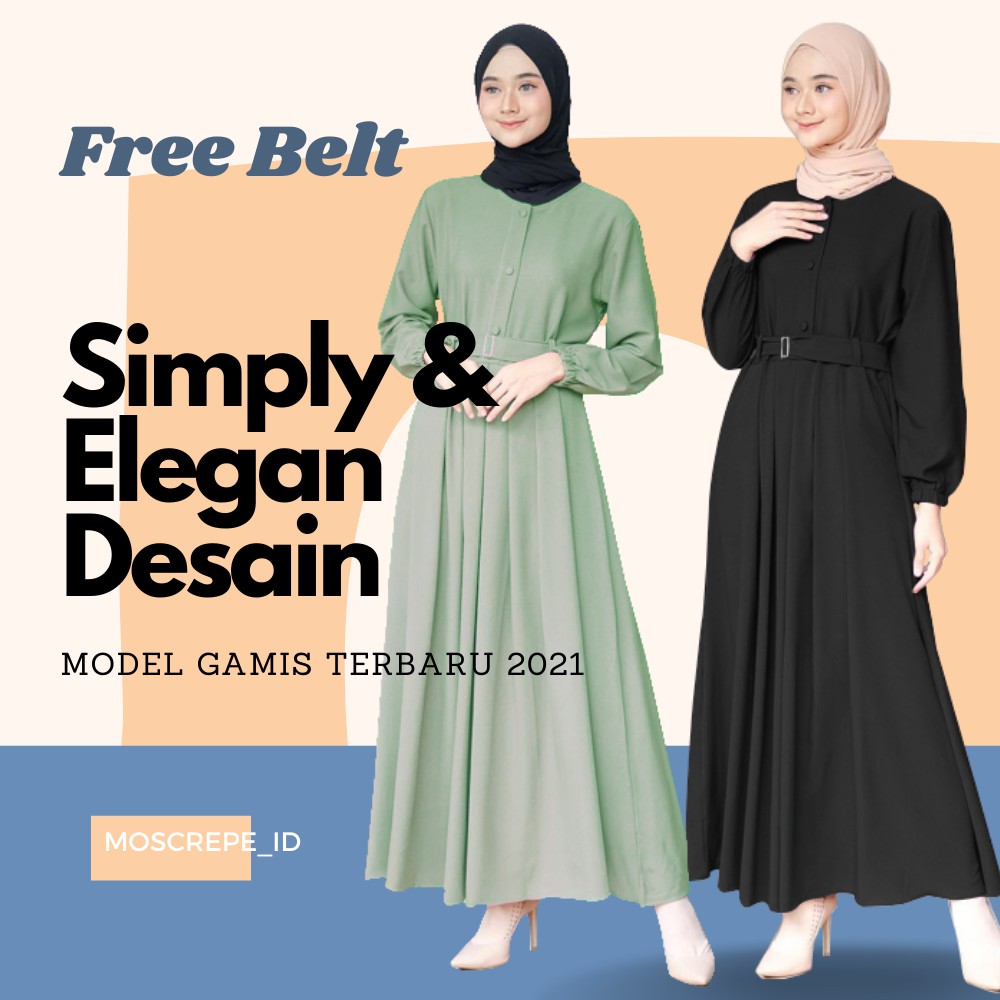 Baju Gamis Wanita Muslim Terbaru 2021 Dress Cantik Murah Kekinian Gamis Remaja Simpel