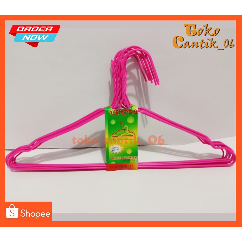 HANGER BESI/HANGER KAWAT WARNA STAINLESS/HANGER BAJU/HANGER WARNA PINK