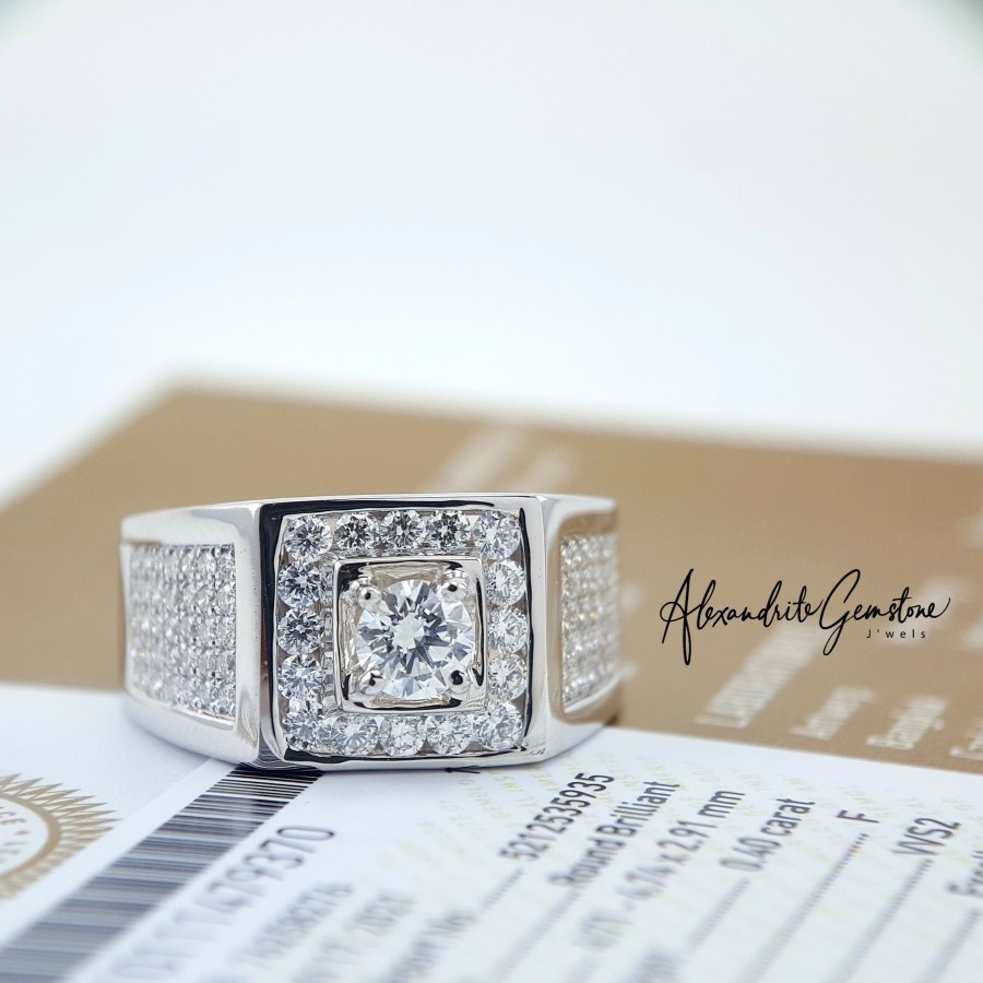 AG Jewellery D0921005 Cincin Pria Berlian GIA Certificate