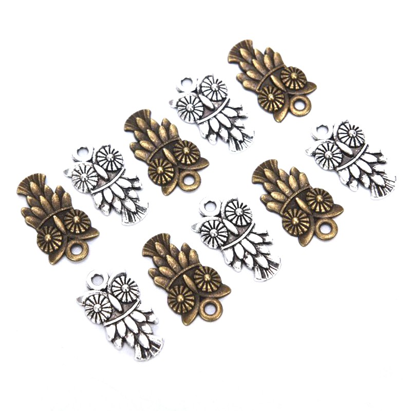 Hbid Glory 10Pcs / Set Liontin Bentuk Burung Hantu Bahan Alloy Gaya Vintage Untuk DIY Perhiasan