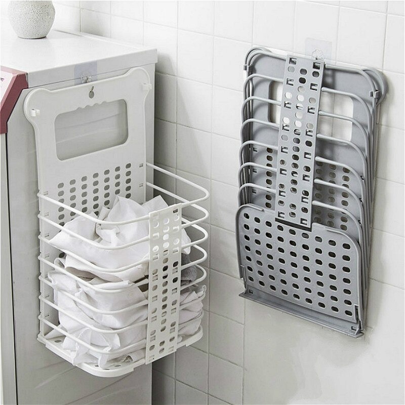 LISHEN Keranjang Lipat Gantung Penyimpanan Pakaian Kotor Foldable Laundry Organizer - YJ38 gray