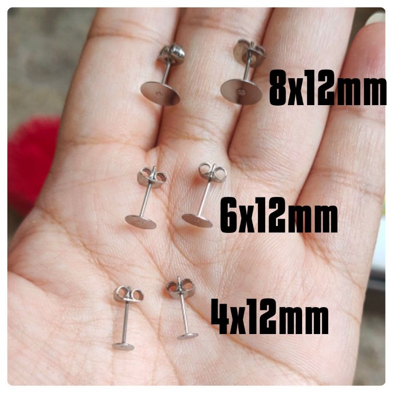 Bahan anting tusuk / anting patem stainless steel (1 pasang)
