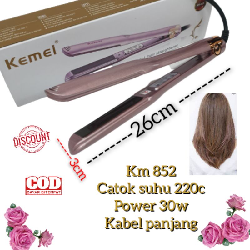 Alat Catok Rambut Kemei 2in1 Lurus Keriting Curly Km852 Hair straightener