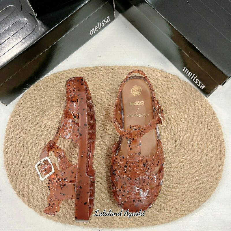 Melissa Possession Lace + Viktor And Rolf Ad Cokelat brown /Melissa possession/Melissa bunga/Sepatu jelly wanita