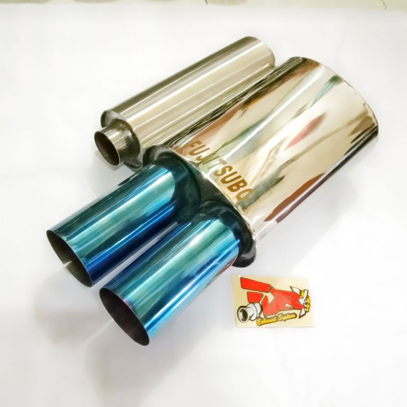 Knalpot Mobil FUJITSUBO CABANG STENLIS FULL BIRU + RESSONATOR STENLIS Ayla,Agya,Jazz,Brio,Vios,Civic