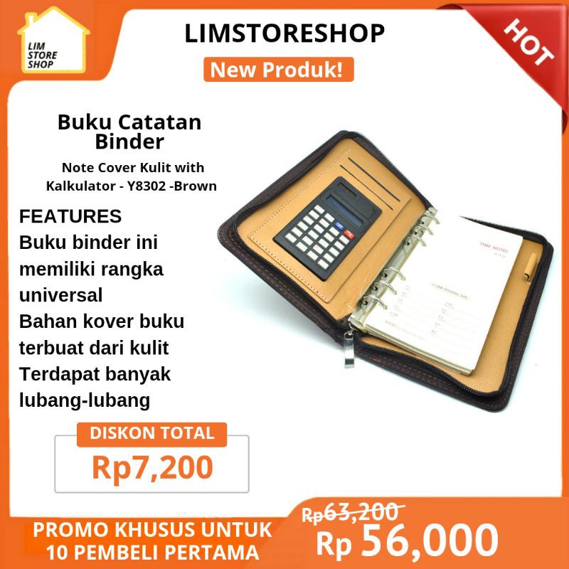 

kalkulator calculator buku catatan buku catatan kecil Binder Note Cover Kulit - Y8302 - Black