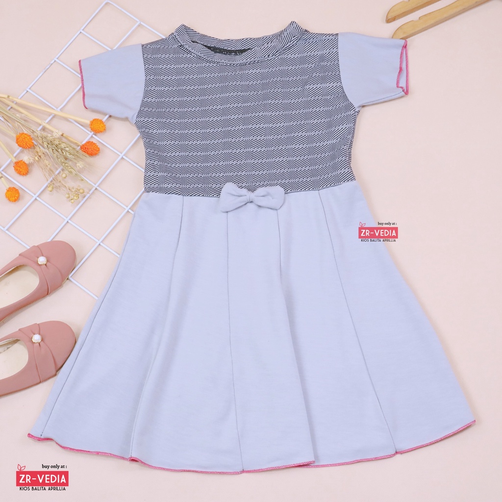Dress Lunna uk 5 Tahun / Dres Motif Lengan Murah Pesta Baju Import Gaun Pesta Balita Anak Perempuan