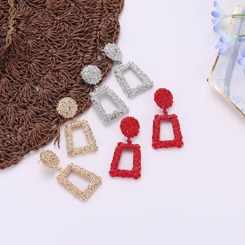 Anting Korea Anting Panjang Fashion Vintage Earrings Women Geometric Metal Earing Hanging