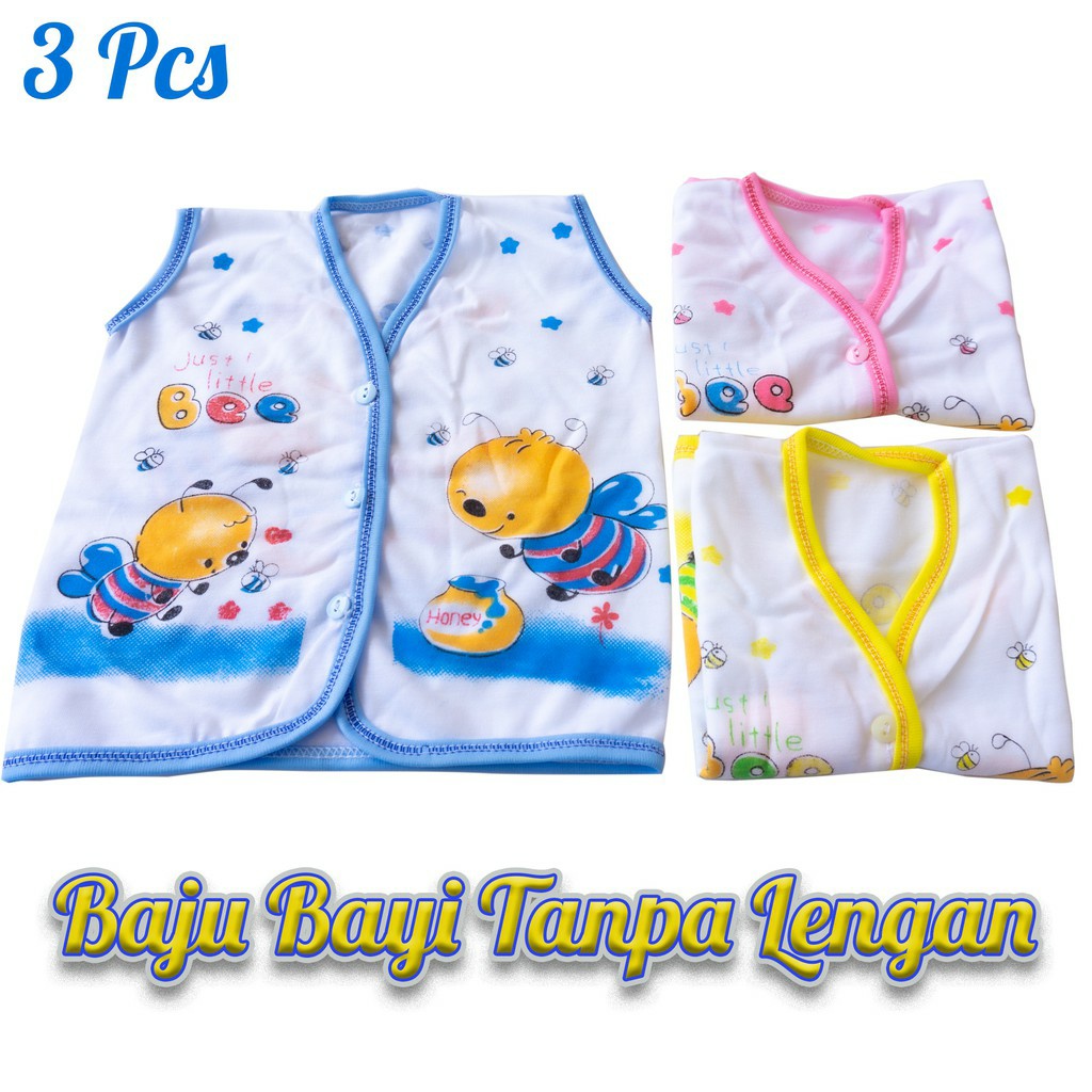 SS - 3Pcs Baju Bayi Tanpa Lengan / Baju Bayi Yukensi / Baju Bayi Mirah