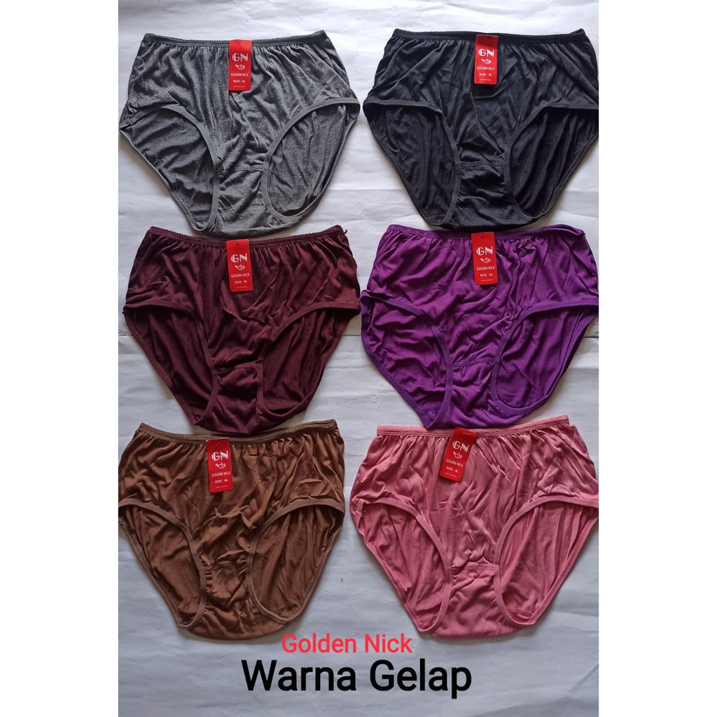 Golden Nick Celana Dalam Wanita Pakaian Dalam Wanita CD Wanita Warna Gelap Tua - 6 pcs