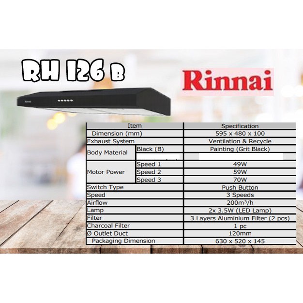 Cooker Hood RINNAI RH 126 B