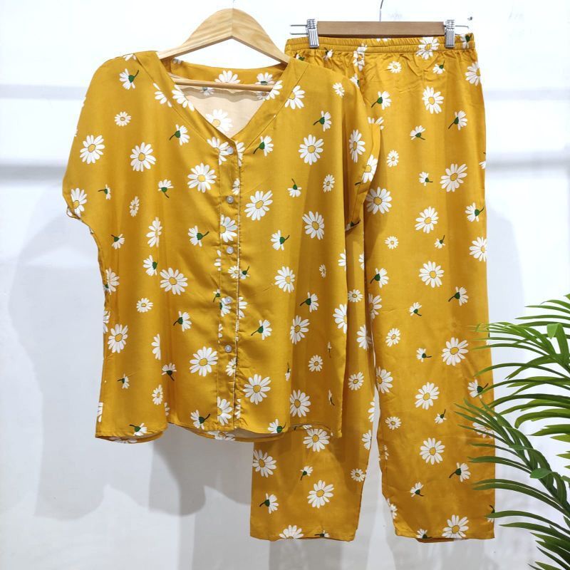 PIYAMA KANCING HITS PIYAMA KANCING BUSUI | PIYAMA RAYON | HOMEWEAR-Nk 46