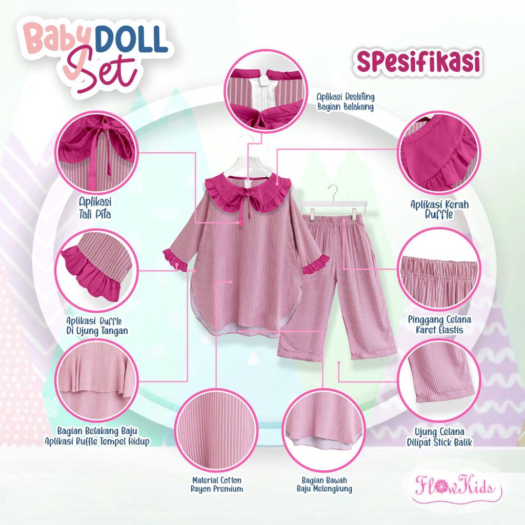 Set BabyDoll Set Flowkids Size 2.4.6.8.10