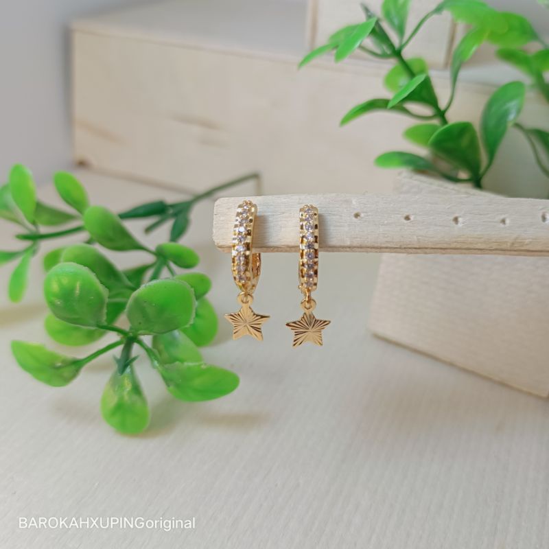 anting xuping+anting klip+anting jepit+anting kekinian/ lapis emas berkualitas