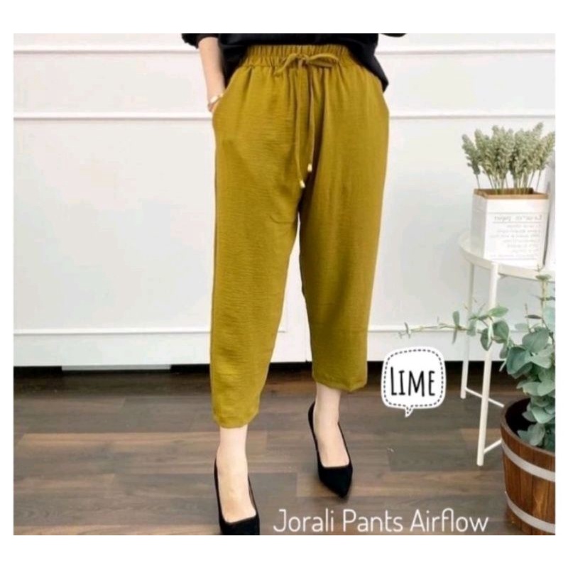 Jorali Pants Crincle Airflow Resta Kulot Celana Hitam Tali