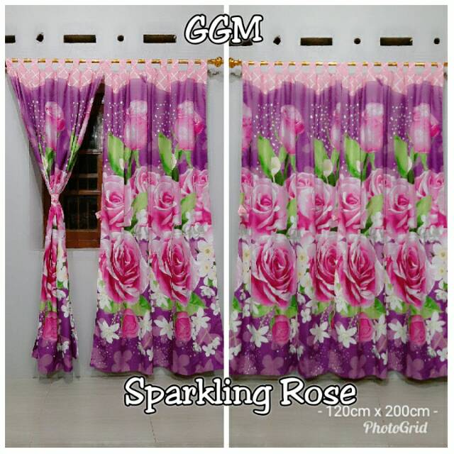 Grosir gorden/korden/horden murah pintu/jendela Sparkling Rose uk 120x200cm