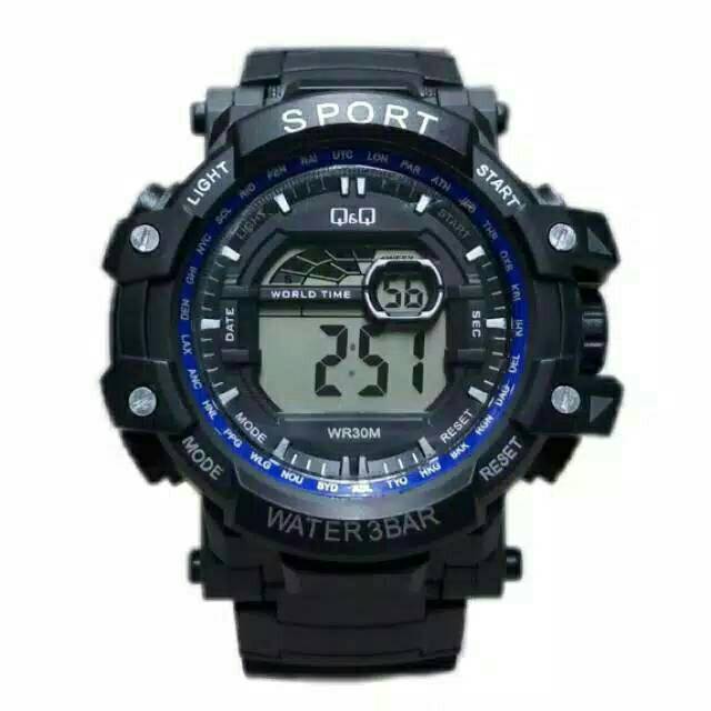 Jam Tangan Pria Sporty Q&amp;Q Digital Rubber QQ002