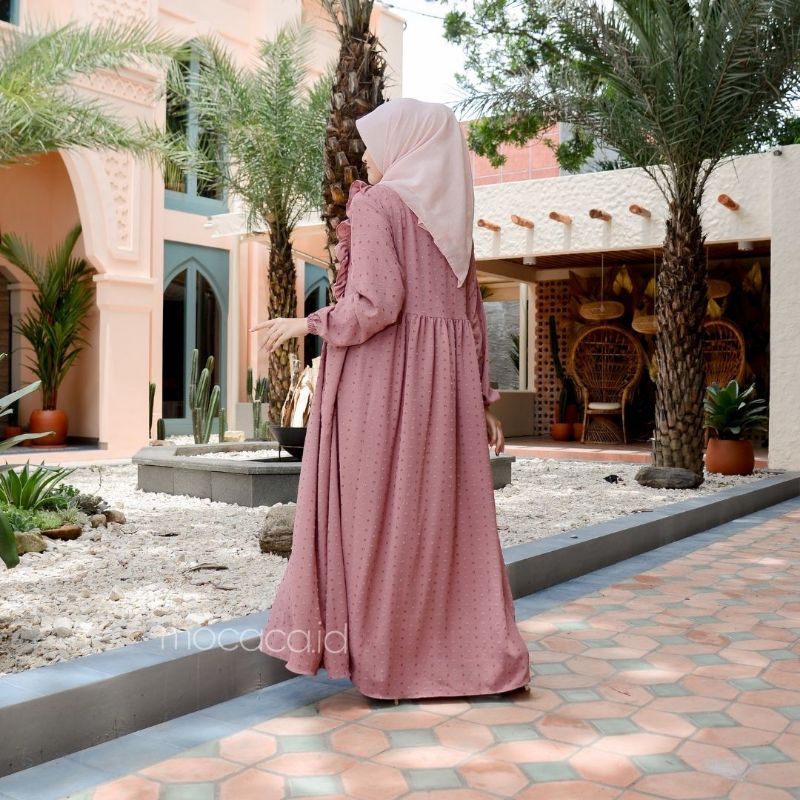 Dress busui friendly Viral Urigiri Uragiri Hitam pink Abu Navy gamis modern lengan kerut renda ada saku