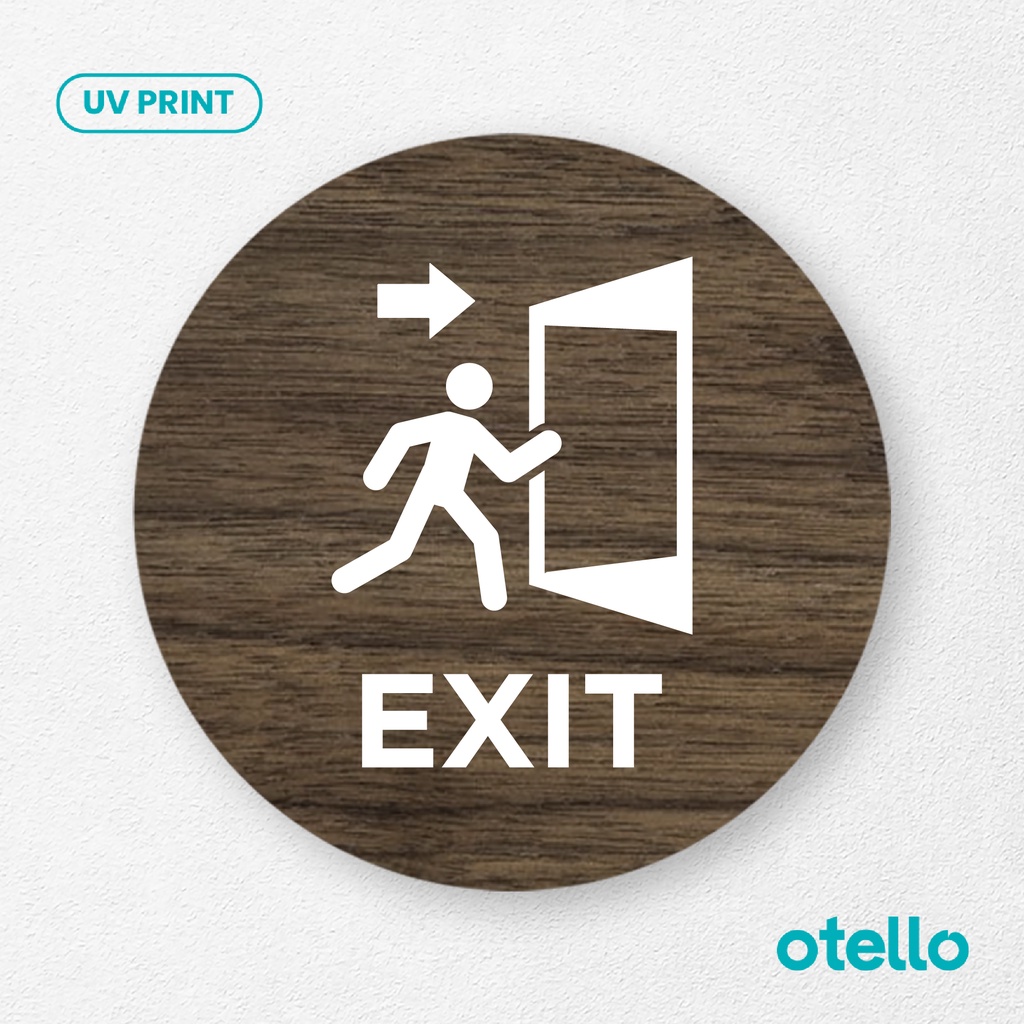 Otello Signage Exit Sign Board Tanda Keluar Papan Wooden Label Tulisan Sticker Dinding Ruangan Petunjuk Rambu Kayu