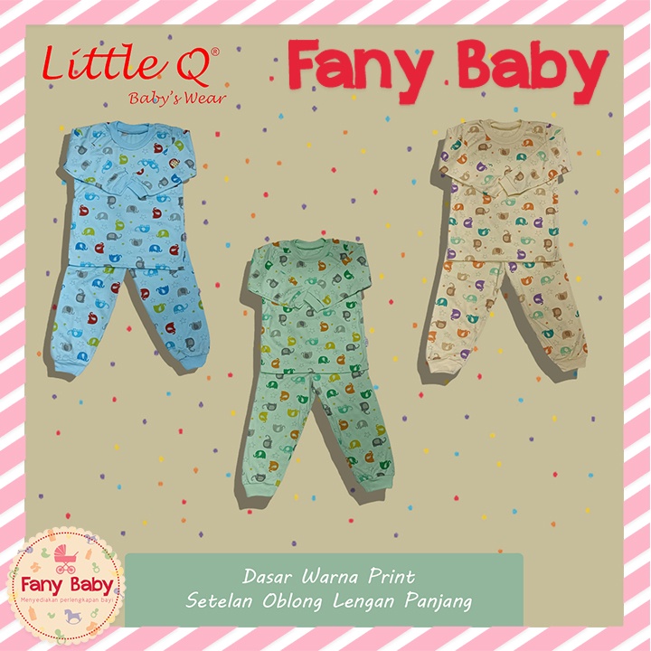 LITTLE QUEEN (DASAR WARNA PRINT) SETELAN OBLONG LENGAN PANJANG ISI 3 PCS