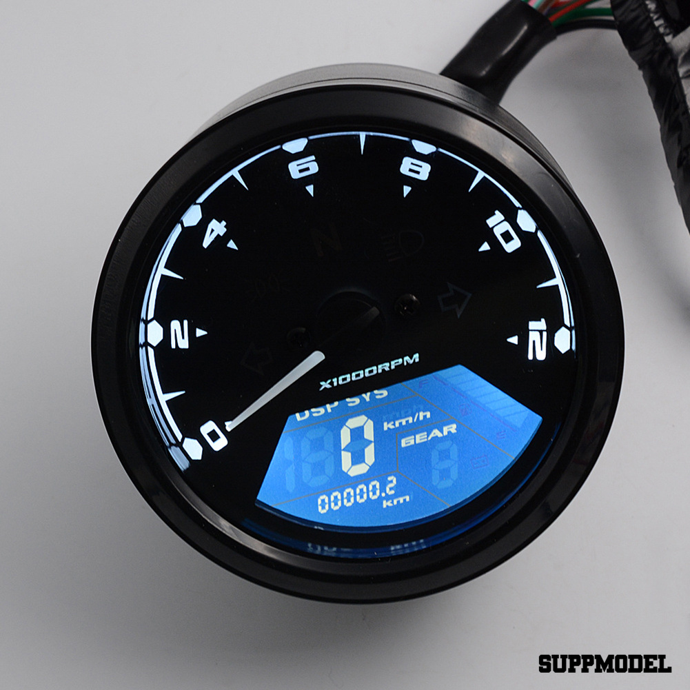 Spm Tachometer / Speedometer / Odometer Digital Lcd Universal 8-18v Untuk Motor