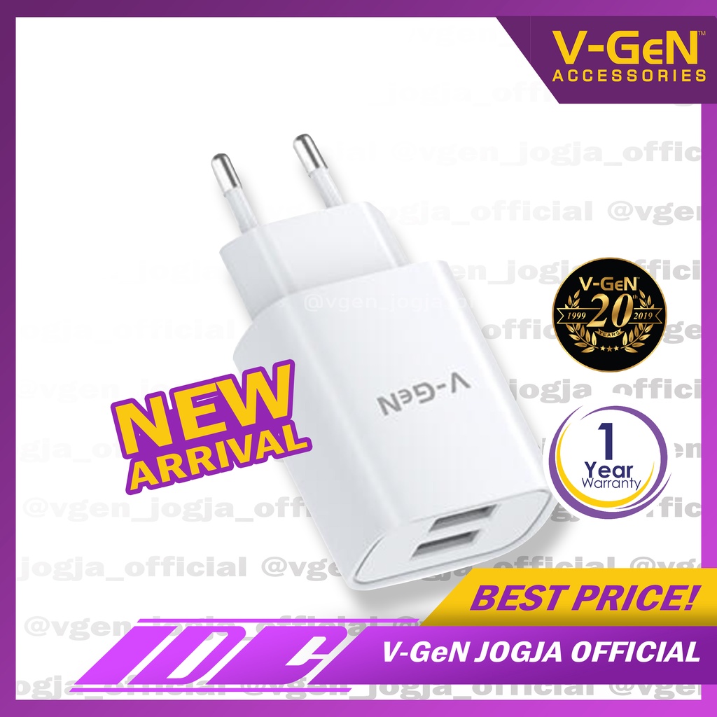 Travel Charger V-GeN VTC2-17 2.4A Dual Port Auto ID