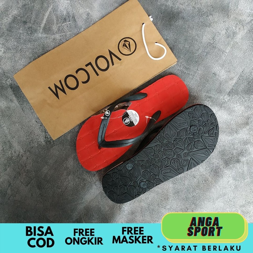 SANDAL PRIA VOLCOM /  SANDAL JEPIT COWOK DISTRO BRANDED KASUAL KEKINIAN KEREN PREMIUM