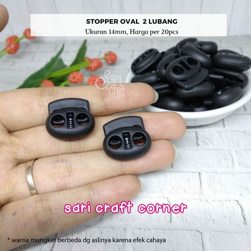 Stopper Oval 2 Lubang - Stopper Masker Pembatas Tali Tas Serut Jaket