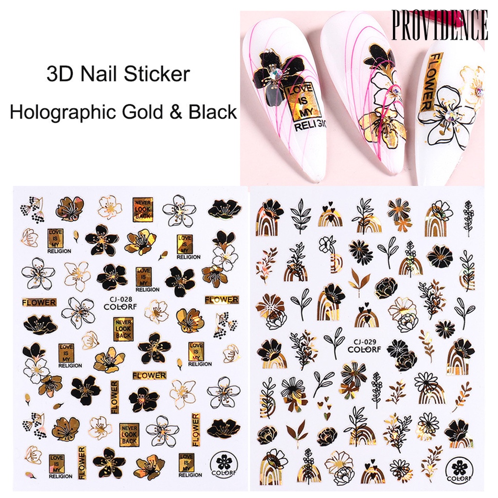 Stiker Decal Bahan Kertas Warna Hitam Bronzing Untuk Manicure Wanita