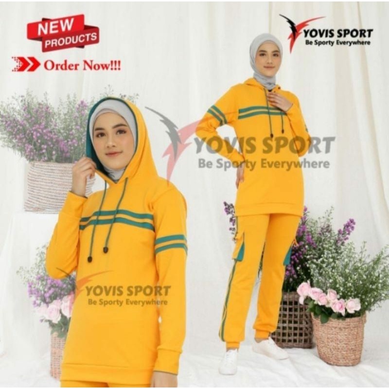 Setelan Olahraga Sweater Hoodie Ukuran Jumbo Yovis Sport/Setelan Senam Wanita Celana Pdl jumbo Size