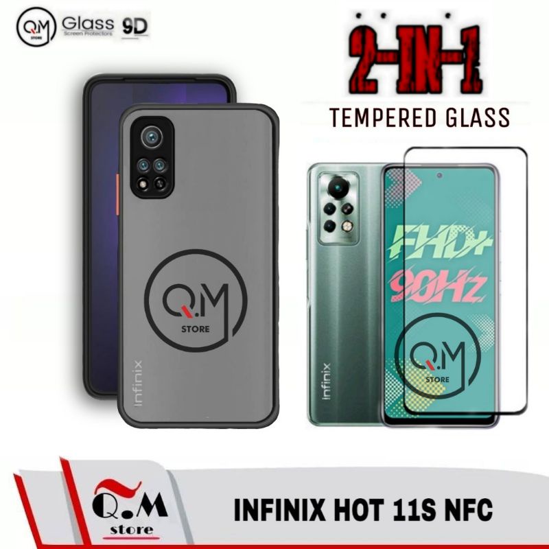 PAKET 2 IN1 Case Infinix Hot 11s NFC Softcase Luxury Pelindung Back Cover Free Tempered Glass 9D