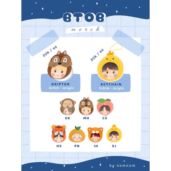 BTOB griptok/ popsocket, BTOB keychain/ keyring