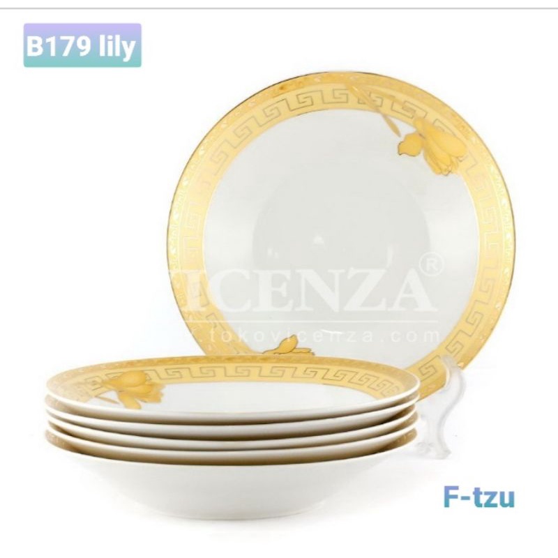 Piring makan 9inch B179 motif Lily merek Vicenza