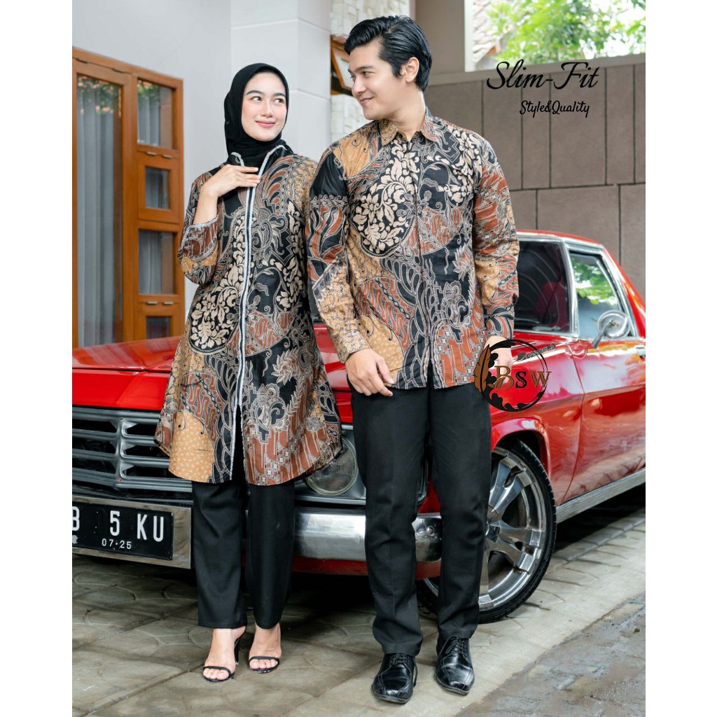 Maura Couple - Sania Ruffle Batik Couple Ori Ndoro Jowi Ready Seragam