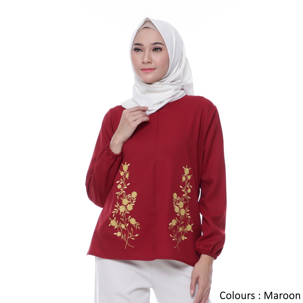 Tazkia Hijab Store | Atasan Muslim Wanita | Selina Blouse | Bordir