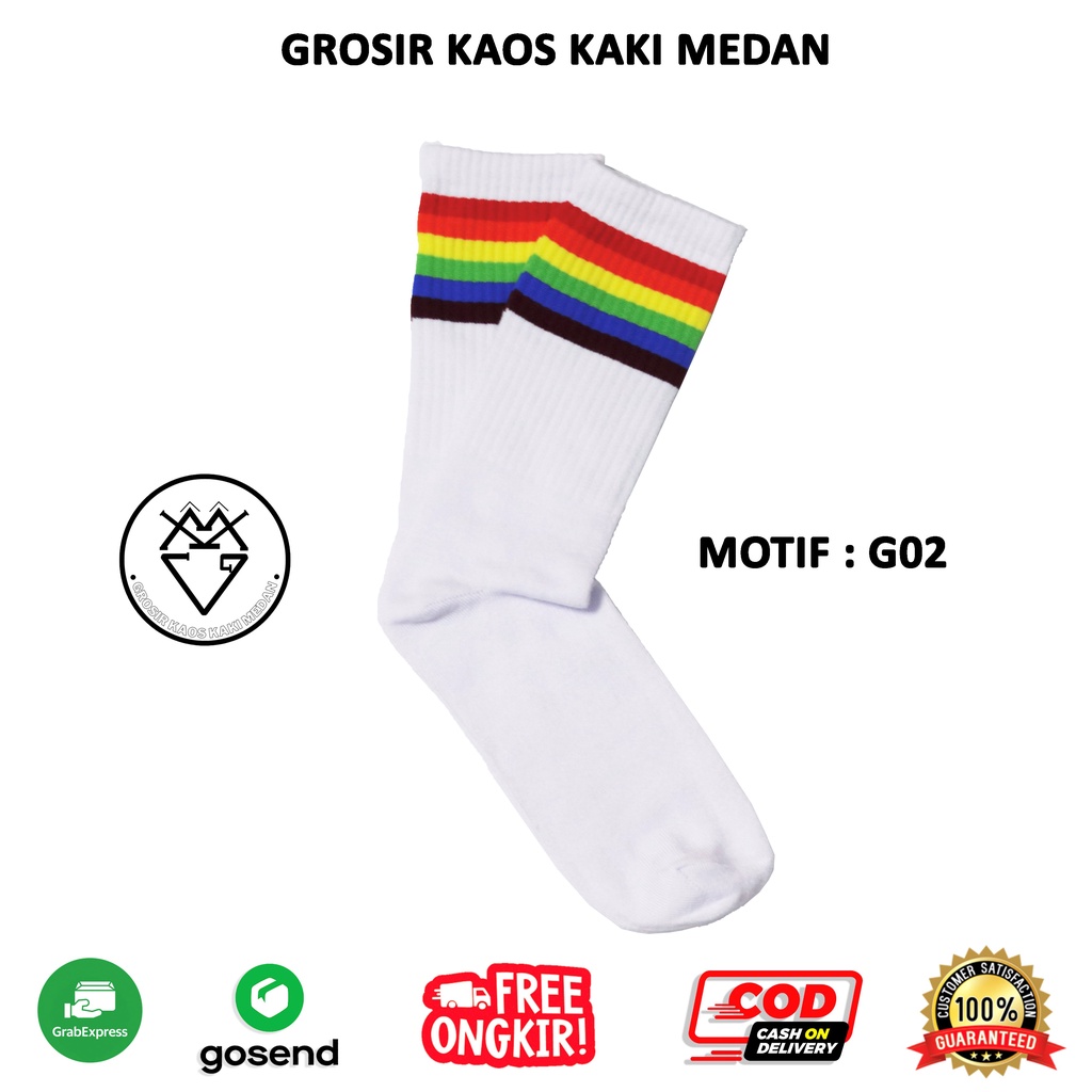 DISKON KAOS KAKI SKATE OLDSCHOOL RAINBOW PELANGI G2 CEWEK COWOK