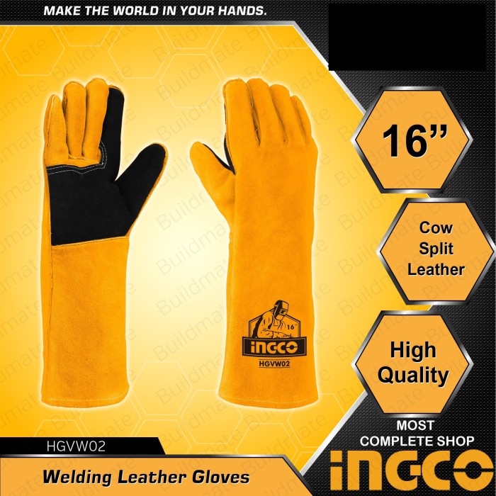 INGCO HGVW02 SARUNG TANGAN LAS PANJANG WELDING LEATHER GLOVES