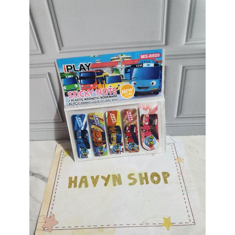 pembatas plastik + magnet/post it plastik (80pcs) + 1pc pembatas magnet/pembatas BTS/post it BT-21-TAYO