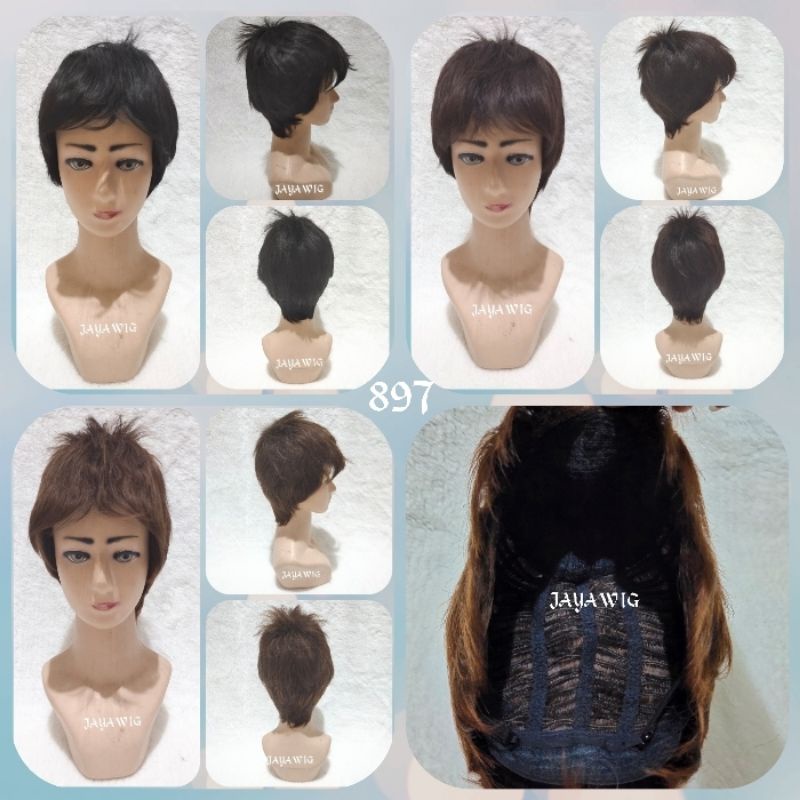 Wig Pendek Rambut Palsu Buat Pria Dan Wanita